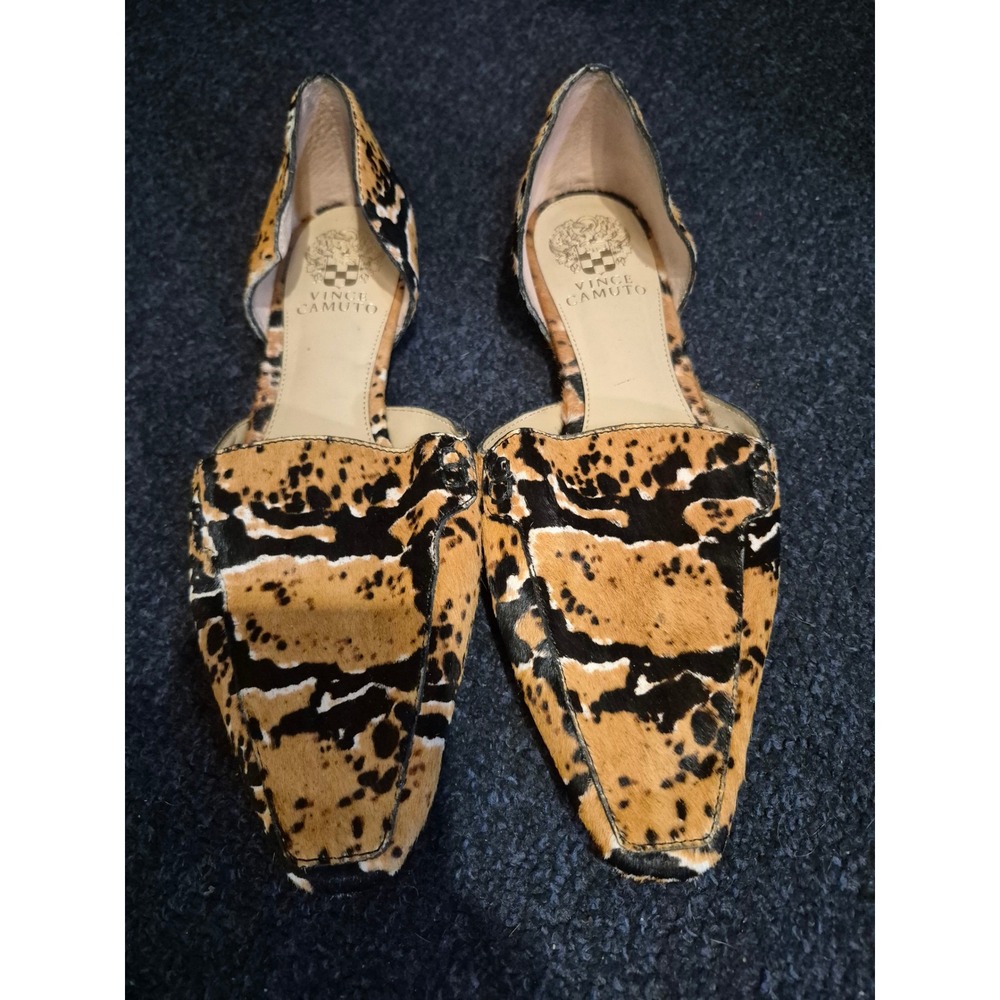 Vince Camuto Kordie Animal Print Cow Hair d'Orsay Pointed Toe Flats 8.5/39